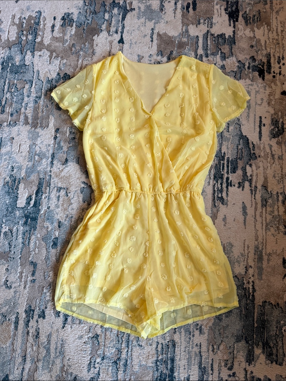 Yellow Floral Sheer Romper
